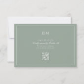 QR-Code Elegantsage Green Monogram Wedding RSVP Karte (Rückseite)