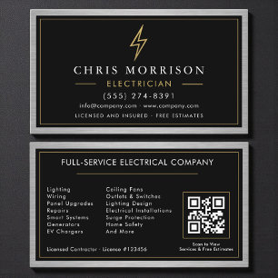 QR-Code Elektriker Elektroinstallateur Metall  Visitenkarte