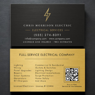 QR-Code Elektrounternehmen Metallic Visitenkarte
