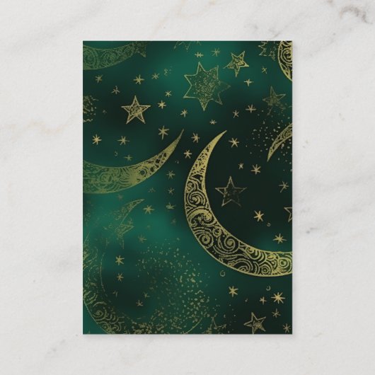 qr code Emerald Green Gold Celestial Wedding Begleitkarte (Rückseite)