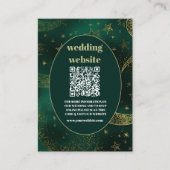 qr code Emerald Green Gold Celestial Wedding Begleitkarte (Vorderseite)