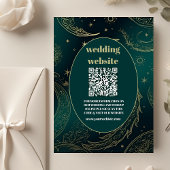 qr code Emerald Green Gold Celestial Wedding Begleitkarte
