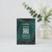 qr code Emerald Green Gold Celestial Wedding Begleitkarte (Stehend Vorderseite)