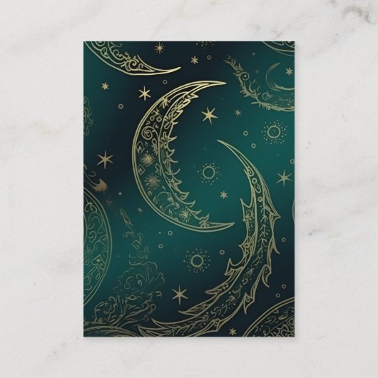 qr code Emerald Green Gold Celestial Wedding Begleitkarte (Rückseite)