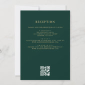QR Code Emerald Green Gold Minimal Wedding Einladung (Rückseite)
