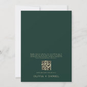 QR Code Emerald Green Gold Monogram Leaf Wedding Einladung (Rückseite)