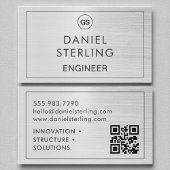 QR-Code-Engineer - Silber-Monogramm gebürstet Visitenkarte