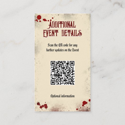 QR Code Ereignisdetails Halloween Romantischer Dra Begleitkarte (Rückseite)