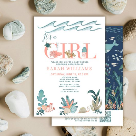 QR-Code Es ist ein Mädchen unter der Sea Baby Show Einladung