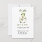 QR-Code Es ist eine Niedliche Dinosaurier Baby Boy Einladung (Vorderseite)