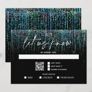 QR-Code-Essensauswahl Moderne RSVP Kantige Teal Gl Einladung