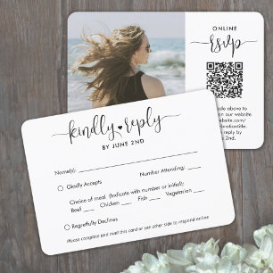 QR-Code & Essensoptionen Trendige moderne Schrift RSVP Karte