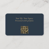 QR Code Estate Planning Attorney Navy Blue Gold  Visitenkarte (Rückseite)