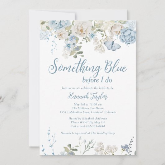 QR Code Etwas Blaues, bevor ich Brautparty mache Einladung (Vorderseite)