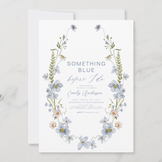 QR Code Etwas Blaues, bevor ich Brautparty mache Einladung (Vorderseite)