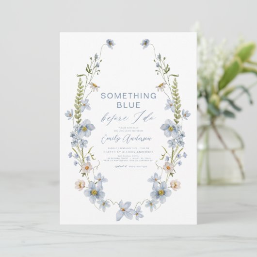 QR Code Etwas Blaues, bevor ich Brautparty mache Einladung (Stehend Vorderseite)