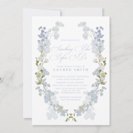 QR Code Etwas Blaues, bevor ich Brautparty mache Einladung (Vorderseite)