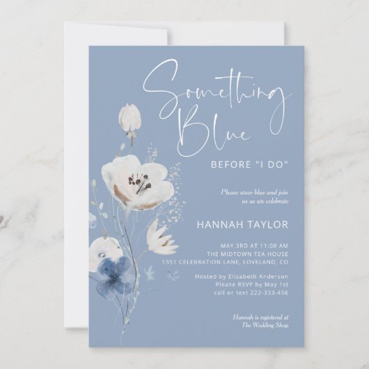 QR Code Etwas Blaues, bevor ich Brautparty mache Einladung (Vorderseite)