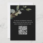 QR-Code Eucalyptus Black Modern Brautparty Einladung (Rückseite)