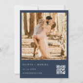 QR Code Eucalyptus Navy Blue Foto Wedding Einladung (Rückseite)