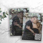 QR CODE eucalyptus photo overlay black wedding Einladung