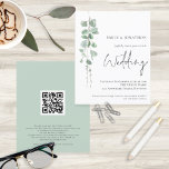 QR Code Eucalyptus Wedding Einladung<br><div class="desc">Eine günstige BUDGET-Alternative für eine kleinere Größe von 4, 5 x 5, 6 Zoll, die ein Gewicht von 110 lbs hat, die ähnlich dick ist wie eine Postkarte (sie ist jedoch nicht als Postkarte geeignet). BITTE BEACHTEN, es gibt eine Einladung pro Blatt Budget QR Code Eukalyptus Wedding Einladung. Fügen Sie...</div>