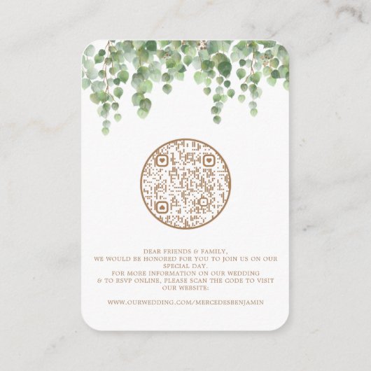QR-Code Eukalyptus Botanische Hochzeit Einladung (Rückseite)