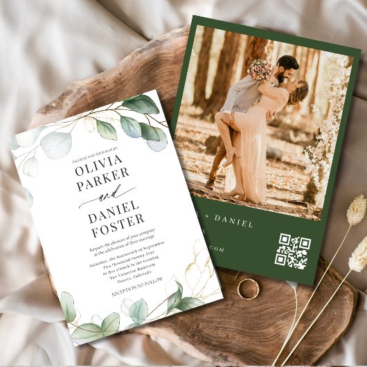 QR Code Eukalyptus Foto Greenerity Wedding Einladung