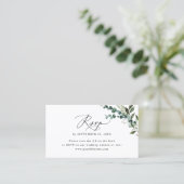 QR Code Eukalyptus Greenerity Wedding RSVP Cards Visitenkarte (Stehend Vorderseite)