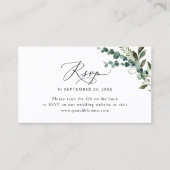 QR Code Eukalyptus Greenerity Wedding RSVP Cards Visitenkarte (Vorderseite)