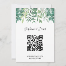 QR Code Eukalyptus Greenery Einladung Hochzeit