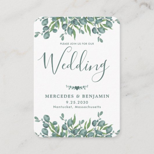 QR Code Eukalyptus Greenery Einladung Hochzeit (Vorderseite)