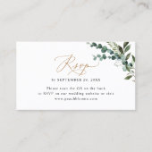 QR Code Eukalyptus Greenery Gold Wedding RSVP Card Visitenkarte (Vorderseite)