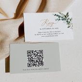 QR Code Eukalyptus Greenery Gold Wedding RSVP Card Visitenkarte