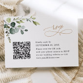 Qr Code Eukalyptus Greenery Gold Wedding RSVP Karte
