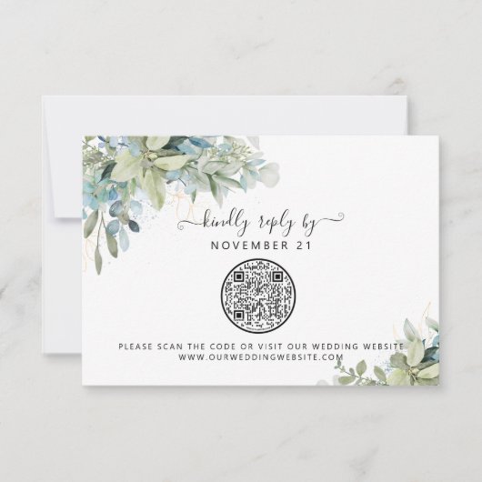 QR Code Eukalyptus Greenery Wedding RSVP (Vorderseite)