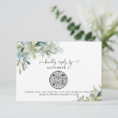 QR Code Eukalyptus Greenery Wedding RSVP (Stehend Vorderseite)