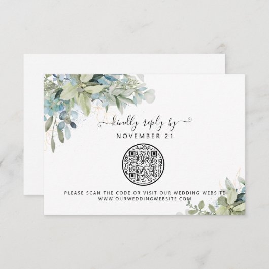 QR Code Eukalyptus Greenery Wedding RSVP (Vorne/Hinten)