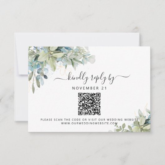 QR Code Eukalyptus Greenery Wedding RSVP (Vorderseite)