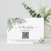 QR Code Eukalyptus Greenery Wedding RSVP (Stehend Vorderseite)