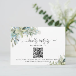 QR Code Eukalyptus Greenery Wedding RSVP