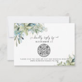 QR Code Eukalyptus Greenery Wedding RSVP Karte (Vorderseite)