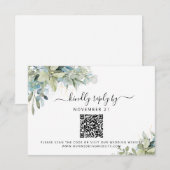 QR Code Eukalyptus Greenery Wedding RSVP Karte (Vorne/Hinten)