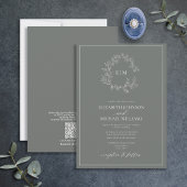 QR Code Eukalyptus Leafy Wappen Monogram Wedding Einladung
