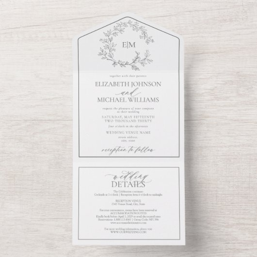 QR-Code Eukalyptus Wappen All In One Einladung (Innen Boden)