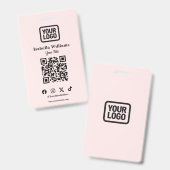 QR Code Event Badge | Digital Pink Budget ID Card Ausweis (Vorder- & Rückseite)