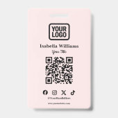 QR Code Event Badge | Digital Pink Budget ID Card Ausweis (Vorderseite)