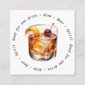 QR Code Event Cocktail Drink Gutschein Quadratische Visitenkarte (Vorderseite)