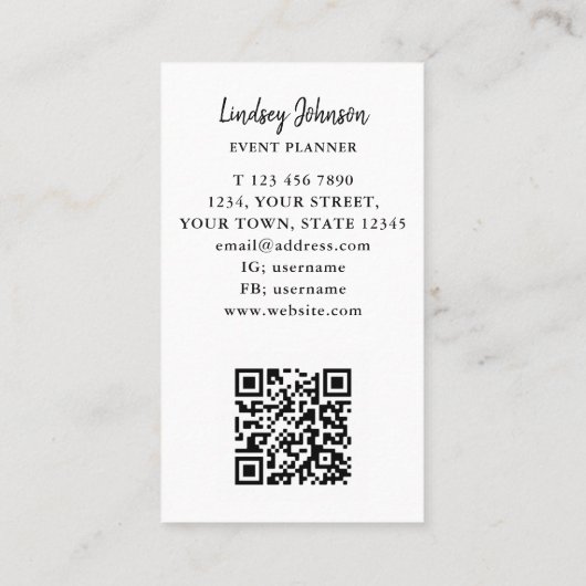 QR Code Event Plane Business Card Visitenkarte (Rückseite)