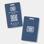 QR-Code-Eventabzeichen | Digitale Navy-Budget-ID-K Ausweis (Vorder- & Rückseite)